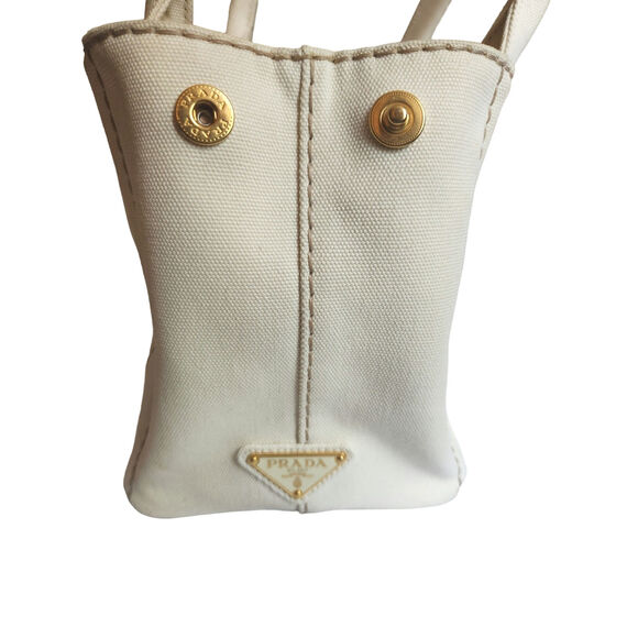 Authentic Prada Milano Canapa Canvas Tote Handbag with Dustbag* 2 COA'S - Picture 5 of 11